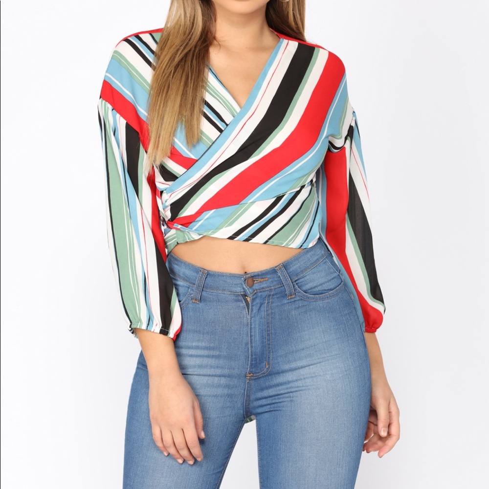 Multicolor Striped Wrapped Blouse